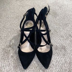 Vince Camuto Black Suede Strappy Heels